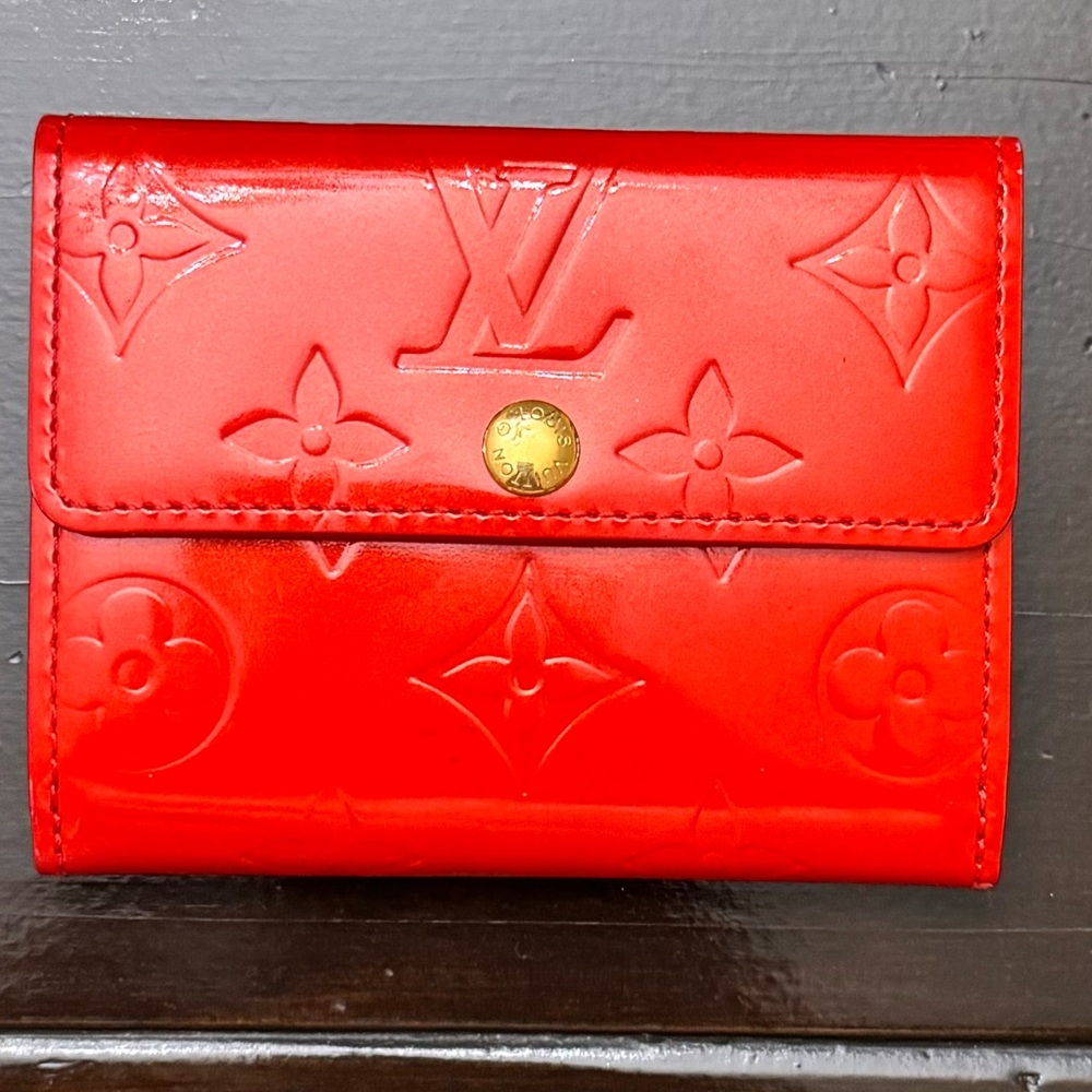 Louis Vuitton Red Vernis Coin and Card Holder